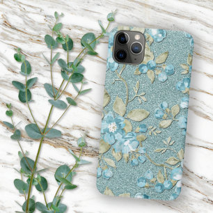 Türkisfarbenes Meeresschaum-Türkis-Blau-Blumen-Was iPhone 16 Pro Max Hülle
