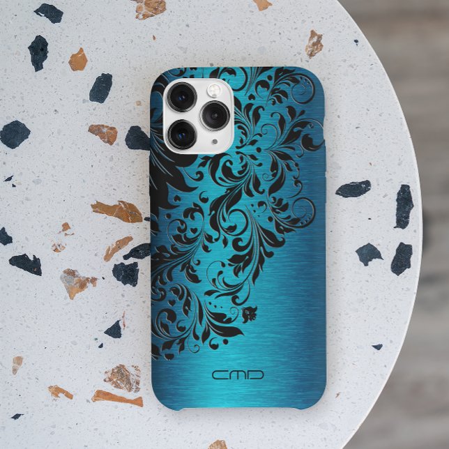 Türkisfarbenes Metall, gebürstetes Aluminium, schw Case-Mate iPhone Hülle (Von Creator hochgeladen)