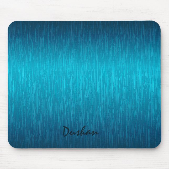 Türkisfarbenes Metalldesign aus gebürstetem Stahl Mousepad (Vorne)