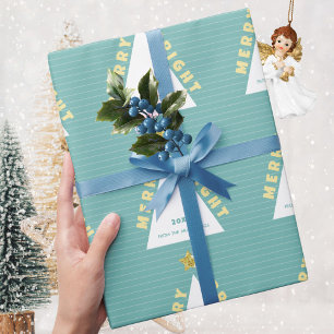 Türkisfarbenes minimalistisches Weihnachtsbaum-Mus Geschenkpapier
