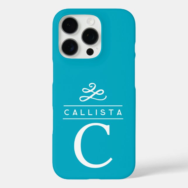 Türkisfarbenes Monogramm Elegant Minimalistisch Case-Mate iPhone Hülle (Rückseite)