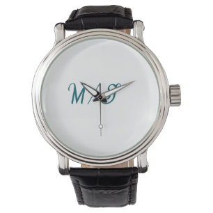 Türkisfarbenes Monogramm Hochzeitspaar Name einfac Armbanduhr