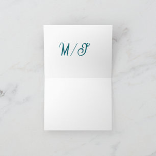 Türkisfarbenes Monogramm Hochzeitspaar Name einfac Dankeskarte