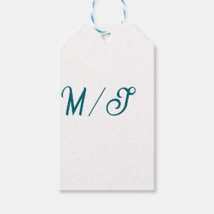 Türkisfarbenes Monogramm Hochzeitspaar Name einfac Geschenkanhänger