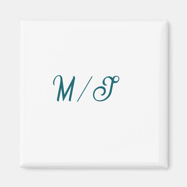 Türkisfarbenes Monogramm Hochzeitspaar Name einfac Magnet (Vorne)