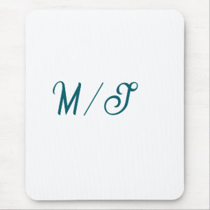 Türkisfarbenes Monogramm Hochzeitspaar Name einfac Mousepad