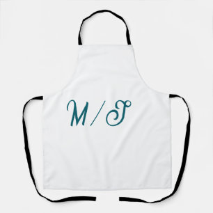 Türkisfarbenes Monogramm Hochzeitspaar Name einfac Schürze