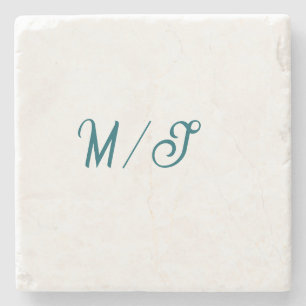 Türkisfarbenes Monogramm Hochzeitspaar Name einfac Steinuntersetzer