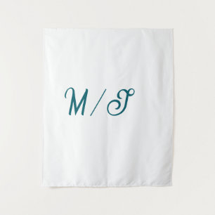 Türkisfarbenes Monogramm Hochzeitspaar Name einfac Wandteppich