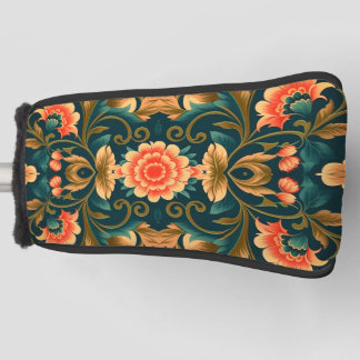 Türkisfarbenes Mosaik-Blumen-Putter-Cover Golf Headcover