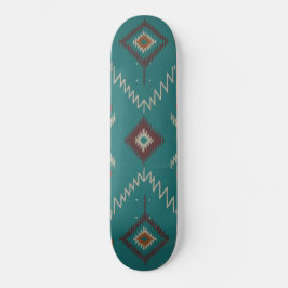 Türkisfarbenes Navajo-Stammes-Geometrisches Muster Skateboard