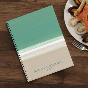 Türkisfarbenes Ozeanstrand Modernes Rezeptbuch Notizbuch