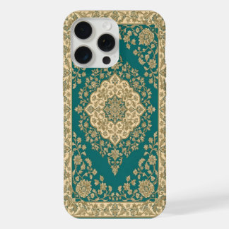 Türkisfarbenes Perser-Teppich-Handyhülle Florales iPhone 15 Pro Max Hülle
