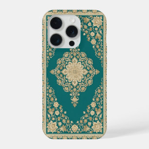 Türkisfarbenes Perser-Teppich-Handyhülle mit ornam iPhone 15 Pro Hülle
