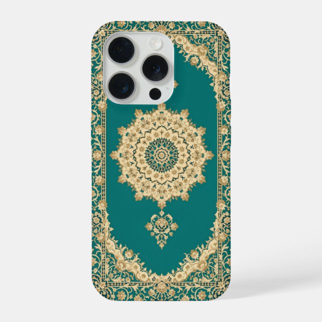Türkisfarbenes persisches Teppich-Handygehäuse – K iPhone Hülle (Rückseite)