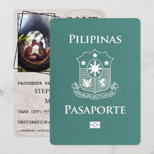 Türkisfarbenes philippinisches Reisepass Save The  Date