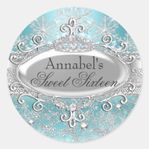 Türkisfarbenes Prinzessin Winter Wonderland Sweet Runder Aufkleber