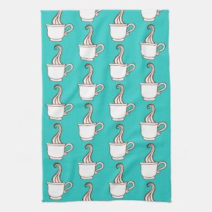Türkisfarbenes Retro-Kaffee-Diner-Küchenhandtuch-G Geschirrtuch