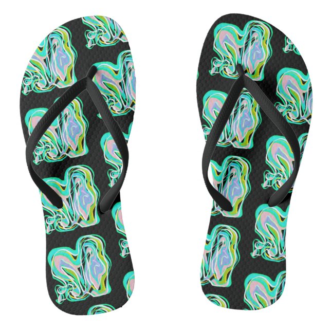 Türkisfarbenes rosa Abstraktes Kunstmuster Flip Fl Flops (Fußbett)