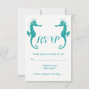 Türkisfarbenes RSVP-Seepferdchen Strand Nautical RSVP Karte