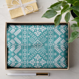 Türkisfarbenes Schneeflocken- & Blumen-Fair-Isle-W Seidenpapier