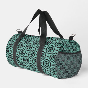 Türkisfarbenes schwarzes Blumen nahtloses Muster Duffle Bag