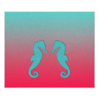 Türkisfarbenes Seepferd Silhouetten Einfach Wasser