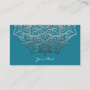 Türkisfarbenes & Silbernes Mandala Elegantes Minim Visitenkarte