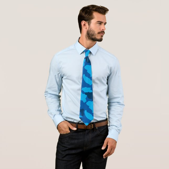 Türkisfarbenes Tarnmuster blaues Camo Krawatte (Beispiel)