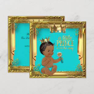 Türkisfarbenes Teal Ethnischer Prinz Baby Shower Einladung