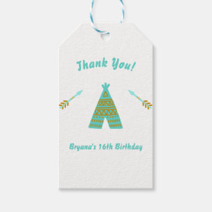 Türkisfarbenes Teal-Gold-Tipis Süße 16. Geburtstag Geschenkanhänger