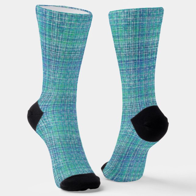 Türkisfarbenes texturiertes Karo Socken (Gewinkelt)