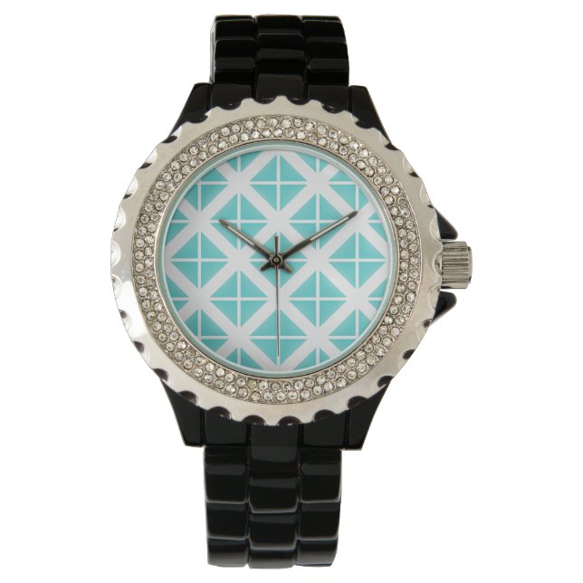 Türkisfarbenes Triangle-Muster Armbanduhr (Vorderseite)