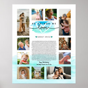 Türkisfarbenes und blaues Aquarell 40 Gründe warum Poster