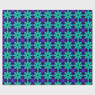 Türkisfarbenes und blaues Kaleidoskop-Fraktalmuste Geschenkpapier
