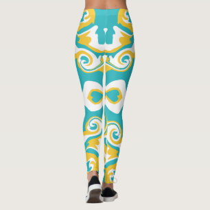 Türkisfarbenes und gelbes Muster Leggings