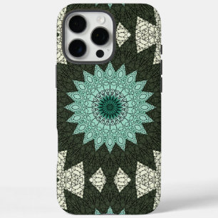 Türkisfarbenes und grünes geometrisches Mandala-Mu iPhone 16 Pro Max Hülle