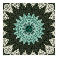 Türkisfarbenes und grünes geometrisches Mandala-Mu