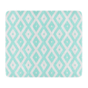 Türkisfarbenes und weißes Diamantmuster Schneidebrett