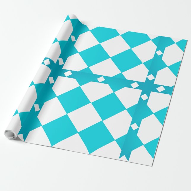 Türkisfarbenes und weißes Karton-Muster Geschenkpapier (Ungerollt)