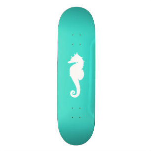 Türkisfarbenes und weißes Seepferdchen Skateboard