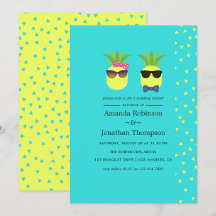 Türkisfarbenes und Zitronen lustiges Ananas Hochze Einladung