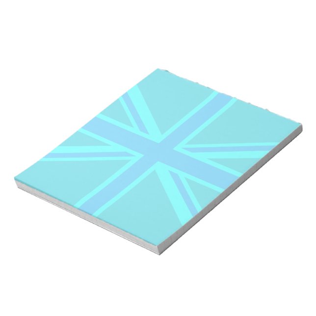 Türkisfarbenes Union Jack britisches Flaggen-Desig Notizblock (Rotiert)