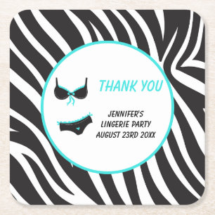 Türkisfarbenes Unterwäsche-Party Danke Rechteckiger Pappuntersetzer