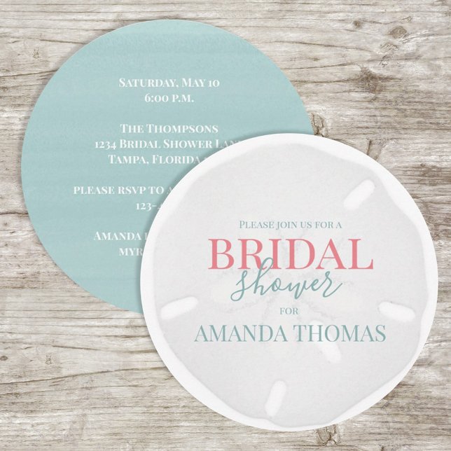 Türkisfarbenes Wasser Sandstrand Dollar Elegante I Einladung (Von Creator hochgeladen)