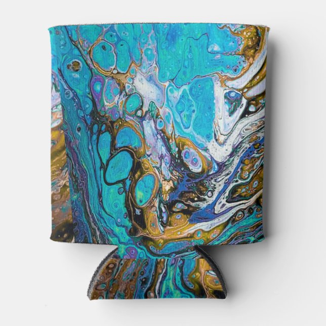 Türkisfarbenes Wasser und abstrakte Kunst Dosenkühler (Vorderseite)