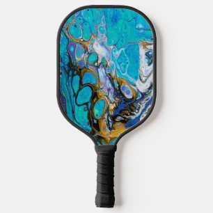 Türkisfarbenes Wasser und abstrakte Kunst Pickleball Schläger