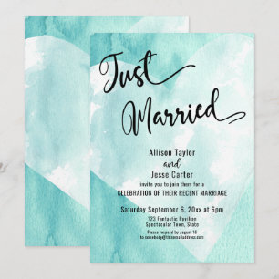 Türkisfarbenes Weißes Wasserfarben-Herz Gerade ver Einladung