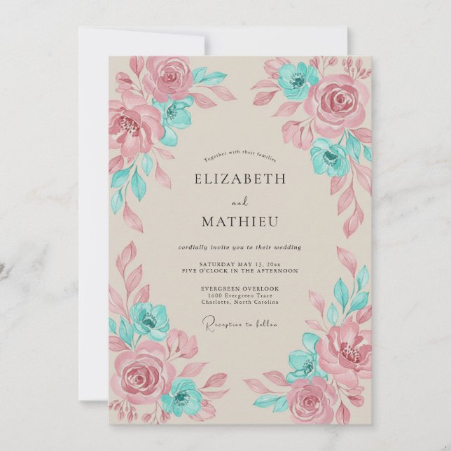 Türkisfeste Boho-Hochzeit Einladung (Vorderseite)