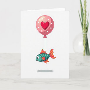 Türkisfisch-Ballon-Liebesgeschichtenkarte Karte